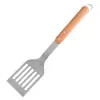 Set de Repostería de Acero Inoxidable Personalizado Mango de Madera de Haya Herramientas para Barbacoa Set de 3 Piezas Herramientas para Barbacoa al Aire Libre Tenedor Espátula Pinzas Combinación para Barbacoa