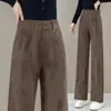 Pantalones Casuales de Pierna Ancha de Moda para Mujer Primavera/Otoño 2026 Cintura Alta Ajustados Sueltos Caídos para el Trabajo de Pierna Recta