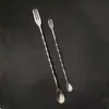 Colher Longa para Bar em Aço Inoxidável 32cm Cabo Longo Vareta para Mexer Vareta para Mistura de Coquetéis Colher para Mexer Café Chá com Leite Colher de Bar