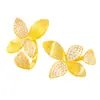 Set de Joyería Étnica Chapado en Oro de Xinjiang, Collar con Colgante de Flor de Cuatro Hojas Cepillada para Mujer, Estilo Hada de Chica Rica