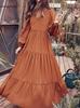 Outono 2025 Amazon Ebay Aliexpress Wish Rua Vestido Elegante Feminino Grande Rodado em Estoque