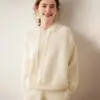 Nuevo Suéter con Capucha de Punto Holgado de Cachemira para Mujer Estilo Casual Simple Versátil Otoño 2026