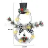 Decoración de Muñeco de Nieve Navideño de Círculo de Ratán Colgante Luz LED Artesanía Tejida de Ratán Decoraciones Navideñas para el Hogar