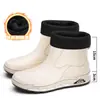 Zapatos Blancos Campus Classic Moda Imitación Deportivos Impermeables Botas de Lluvia Cortas para Hombre y Mujer Cordón Caliente Forro Polar Añadido Zapatos de Agua para Hombre