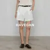 Shorts de Linho Soltos Havegan/Verão para Mulheres 2026 Novo Estilo Chic Preguiçoso Casual