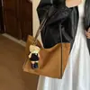 Bolso de Axila de Gran Capacidad Retro para Mujer 2025 Nuevo Bolso Tote de Gamuza Color Sólido Bolso de Hombro Casual para Viajes