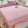 Sábana bajera de tela rústica, colcha de una sola pieza, protector de colchón de cobertura total para camas individuales de dormitorio, apto para todas las estaciones