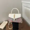 Nuevo modelo de otoño temprano 2026, alta calidad, inspirado en Chanel, moderno, versátil, lujo ligero, patchwork, de un solo hombro, bandolera, de mano, bolso pequeño cuadrado