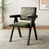 Cadeira de vime trançado nórdico varanda madeira maciça cadeira de jantar encosto casa lazer simples cadeira de vime pousada Chandigar metal
