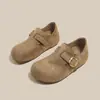 Aumento de Altura Oculto de 4CM~Hebilla Gamuza Papa Pequeña Zapatos Casuales Mujer Combinar con Calcetines Gruesos Slip-on Zapatos Perezosos Mujer Zapatos Individuales