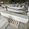 Banco de paisagem GRC personalizado de fábrica para áreas externas, assento de concreto pré-fabricado com acabamento em pedra artificial branca, banco de descanso