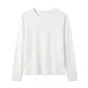 Design de manga raglan com corte tridimensional que se ajusta à forma do corpo, macio e adequado para o trajeto diário, modelador e versátil, blusa de manga longa com gola redonda