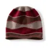 Gorro de cachemira para mujer, gorro de punto color block para otoño e invierno, gorro para clima frío para exteriores, gorro cálido y acogedor, gorro que cubre las orejas, gorro posparto, gorro para clima frío