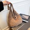 Bolsa Doce Coreana Tecida com Flores Coloridas, Bolsa Casual de Tricô para Mulheres, Bolsa Retrô Estilo Preguiçoso de Ombro Único/Axila