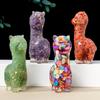 Adornos de alpaca con pegamento de grava de cristal natural transfronterizos, artesanías de resina de alpaca de cristal, adornos decorativos para el hogar