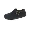 Zapatos Birkenstock Grises Retro para Mujer 2026 Otoño/Invierno Nuevo Estilo Felpa Adentro Zapatos sin Cordones Persona Perezosa de Caña Baja Zapatos de Algodón