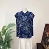 Zhi Li Blusa Jacquard de Lujo Estilo Chino Nuevo Retro 2026 Verano Nuevo Estilo Nacional Cuello Alto Vestido de Té Top para Mujer