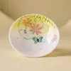 Porta-xícara de chá de cerâmica com margaridas de primavera pintadas à mão Bandeja simples para preparo a seco Prato para petiscos de chá Acessórios para conjunto de chá Kung Fu Suporte para Gaiwan
