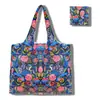Sacola de Compras Dobrável, Bolsa Quadrada de Tecido Floral, Bolsa Tote Portátil e Resistente, Sacola Ecológica para Compras de Supermercado, Bolsa Impermeável para Armazenamento