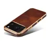 Adecuado para iPhone 18 Pro Max Funda para Teléfono Móvil de Cuero Genuino Encerado y Aceitado con Bordes Suaves de TPU Funda Protectora para Samsung S26U
