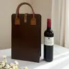 Dos Botellas de Vino Tinto Bolso de Mano Vino Doble Bolsa de Cuero Bandolera Bolsa de Vino Tinto Bolsa de Almacenamiento de Vino Caja Vacía de Regalo