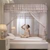 Venta al por mayor de fábrica Grado A maternal e infantil Red mosquitera anticaídas en forma de U de tres puertas sombrero de cama espalda encaje inferior cama sentada red antimosquitos