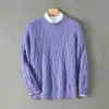 Nueva colección otoño/invierno: Suéter 100% lana para hombre, peso pesado, grueso, corte holgado, casual, cuello redondo, talla grande, capa base de punto de lana