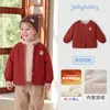 Cárdigan Jellybaby para niños con forro de forro polar, top de otoño para niñas, conjunto grueso de otoño para niños, ropa para bebé de 5 años