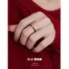 Anillo de Diamante Entrelazado Rojo Estilo Palacio para Mujer, Lujo Accesible, Retro, Simple, Versátil, Anillo de Gama Alta con Goteo de Aceite de Nicho
