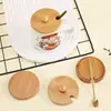 Taza Redonda para Desayuno Taza de Cerámica Taza de Vidrio Tapa de Bambú Madera Se Vende por Separado Tapa a Prueba de Polvo para Taza de Agua Accesorios Universal