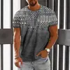 Camiseta de Manga Corta con Estampado 3D Estilo Étnico Retro Europeo y Americano 2025 Nueva Primavera y Verano para Hombre Cuello Redondo Ojo de Horus