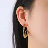 Pendientes de aro de acero inoxidable con explosiones transfronterizas para mujer, pendientes de anillo hidráulico redondo de temperamento de moda, venta al por mayor de fábrica de pendientes