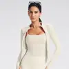 Chaqueta de yoga de alta gama estilo europeo y americano para mujer, cuello alto, top deportivo adelgazante, chaqueta con cremallera de manga larga, ropa para ciclismo y fitness