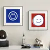 Cara sonriente nórdica artística emoji amarillo expresión sala de estar pared cuadrada pintura decorativa estilo ins lindo restaurante pintura colgante
