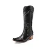 Nuevas botas de mezclilla estilo coreano moda botas de remaches puntiagudos botas altas de jinete 40-43 botas de talla grande botas de comercio exterior