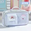 Estuche para lápices de estilo japonés con temática de frutas dulces, apertura grande, diseño en capas, gran capacidad, estampado de nube y manzana de dibujos animados, estéticamente agradable y portátil