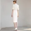 Vestido de Verano 2025 de Alta Gama Moda Commuter Cintura Alta Doble Botonadura Color Albaricoque Vestido de Traje Profesional para Anfitrión