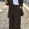 Traje de Pantalón de Pierna Ancha para Mujer 2025 Primavera y Otoño Moda Coreana Temperamento Estilo Británico Casual Callejera Profesional