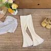 Roupas para meninas bebê primavera outono verão casual calça pantalona com acabamento em renda calça infantil pequena e média calça longa simples elegante