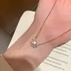 Galvanoplastia de Ouro Real, Colar de Girassol Cravejado com Diamantes, Sucesso de Vendas no Xiaohongshu para Mulheres, Estilo Vintage Retro Old Money, Atacado de Peça Única