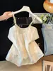 Camisola Bordada Floral Holgada con Cuello en V Estilo Vacacional para Mujer, Moda Verano 2026, Top Elegante Plisado con Caída