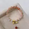 Pulseira de Contas Rosa Persimmon Amendoa, Estilo Antigo, Luxo Leve, Alta Qualidade, Doce, Fashion, Retrô, Pulseira Versátil