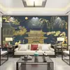 Nuevo estilo chino lujo ligero moderno Grulla pared de fondo de TV papel tapiz sofá sala de estar dorado estilo antiguo tela de pared mural en relieve