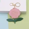 Llavero Colgante Creativo de Cuero con Estampado de Flor de Peonía Estilo Chino Accesorios de Ropa de Cuero Accesorios para Jeans