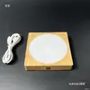 Pantalla táctil LED base de madera maciza iluminada inalámbrica redonda DIY adorno de luz nocturna acrílico cristal pantalla almohadilla de luz