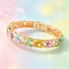 Novo Bracelete Esmaltado Flor de Videira Oca de Nicho com Desenhos Florais e de Folhas Multicores, Incrustado com Diamantes, Estilo Chinês, com Mola, Atacado de Fábrica
