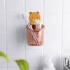 Estante de almacenamiento de cepillos de dientes para niños, inodoro de pared con dibujos animados, bonito soporte para cepillos de dientes sin perforaciones, taza de almacenamiento con drenaje de oso