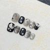 Série de Estilo Curto DiárioUnhas Usáveis Feitas à Mão de Alta Qualidade, Adesivos de Unha Olho de Gato com Zircônia, Unhas Postiças