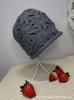 Chapéu de Crochê Feito à Mão Feminino Outono e Inverno Versátil Quente Macio Flor Chapéu Pulôver Chapéu de Lã Tricotado de Camada Dupla Gorro
