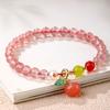 Pulsera de Cristal de Fresa Natural [Piedra Flor de Durazno] Cristal Flor de Durazno Rosa Hielo Cristal Rosa Pulsera Femenina Cristal Rojo Paloma